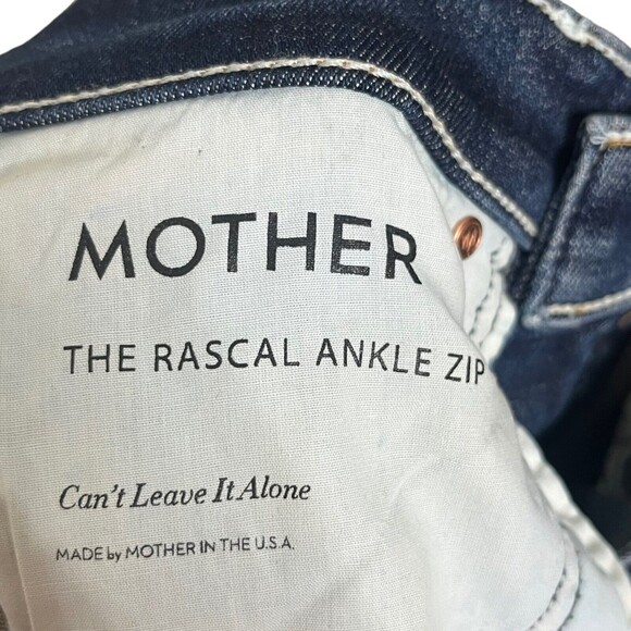 MOTHER The Rascal Ankle Zip Jeans Women’s 24 Blue Straight Cropped Denim - Picture 11 of 12